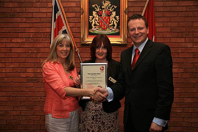 Anita Wainwright, Director of Human Resources (GMFRS), Caroline Fahy, Equality and Diversity Advisor (GMFRS), Fire Authority Chairman Cllr Paul Shannon Greater Manchester Fire and Rescue Authority (GMFRA) 