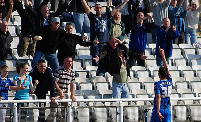 Buckley celebrates his goal in front of the Dale fans.