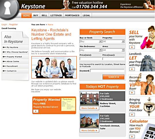 Screenshot of the Keystone website