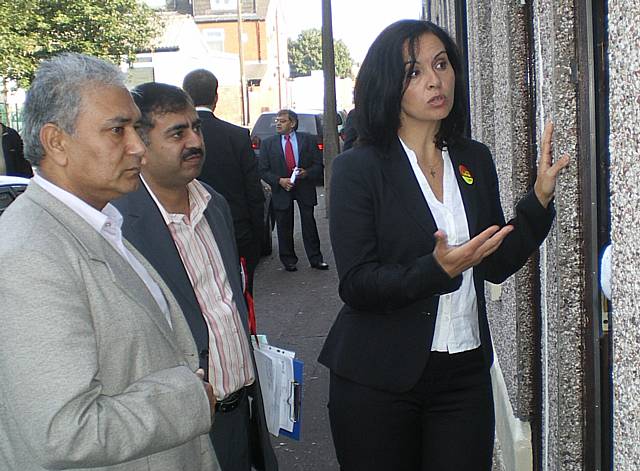 Housing Minister Caroline Flint on the campaign trail with local councillors.