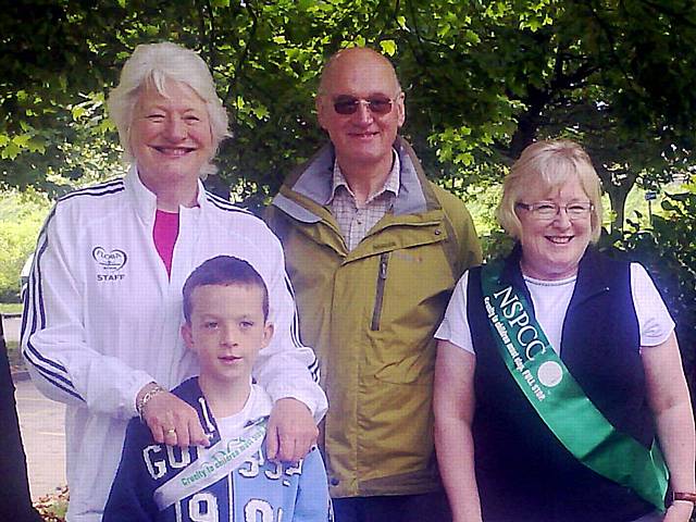 Dame Mary Peters (back left) with other guests at the Hollingworth Lake NSPCC fun day.