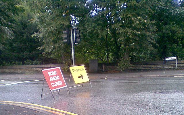 Bury Road closed to traffic in both directions from the junction with Roch Valley Way/Sandy Lane 