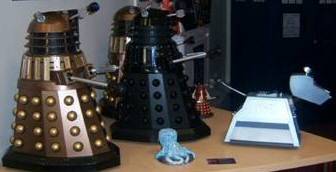 The mini-Daleks display at the library.