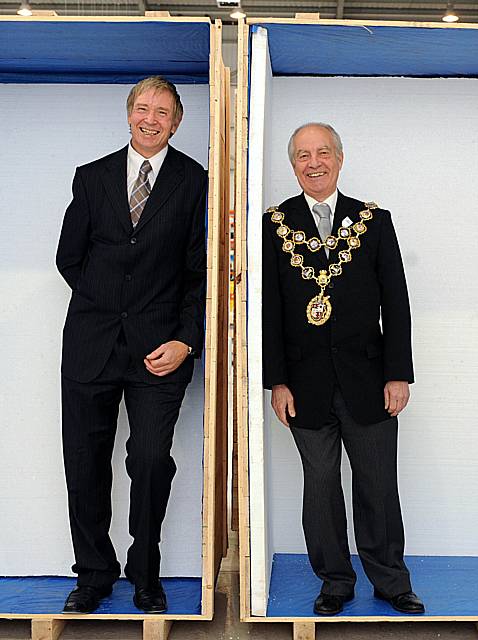 Patrick Jackson, director at Vindon Scientific, with Rochdale Mayor Councillor Robin Parker.