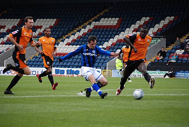 Dagnall puts Dale ahead after beating Ishmael Yakubu on the edge of the Barnet box.