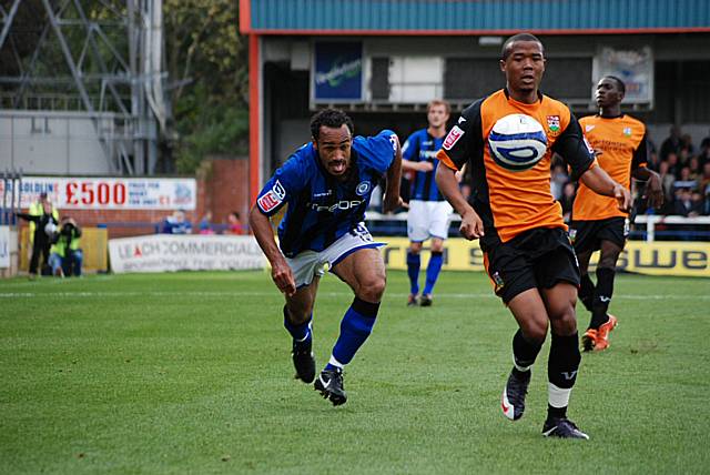 O'Grady looks to put Kenny Gillet under pressure.