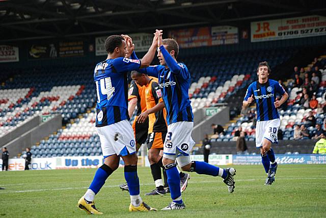 Kennedy celebrates with Whaley after doubling Dale's lead.