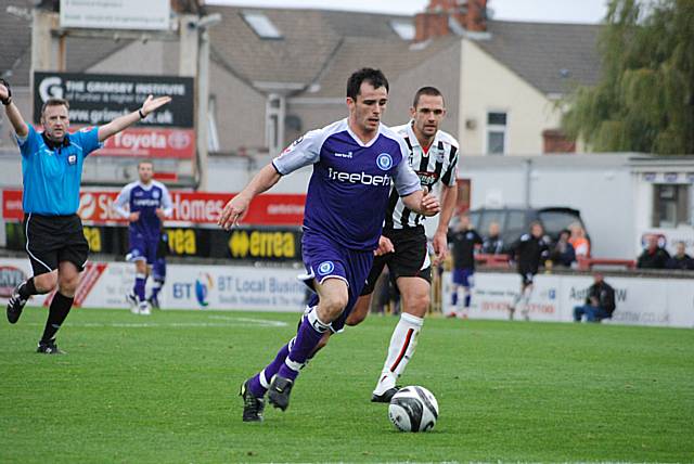 Chris Dagnall drives towards goal.