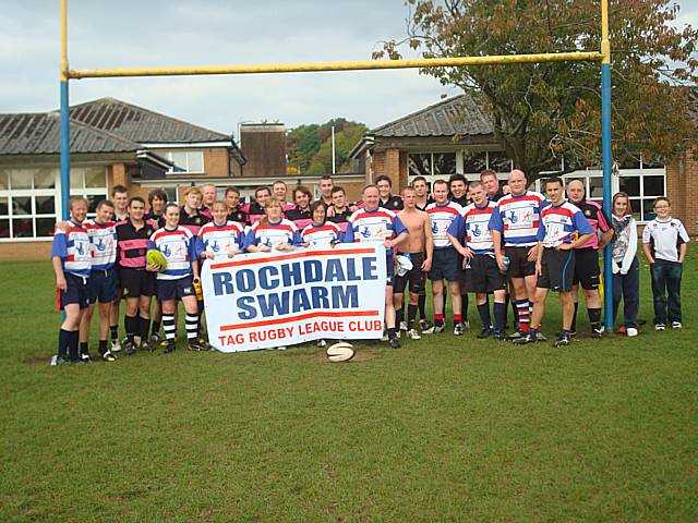 The Swarm team and the Celtic Barbarians line-up after their end of season encounter in Wales.