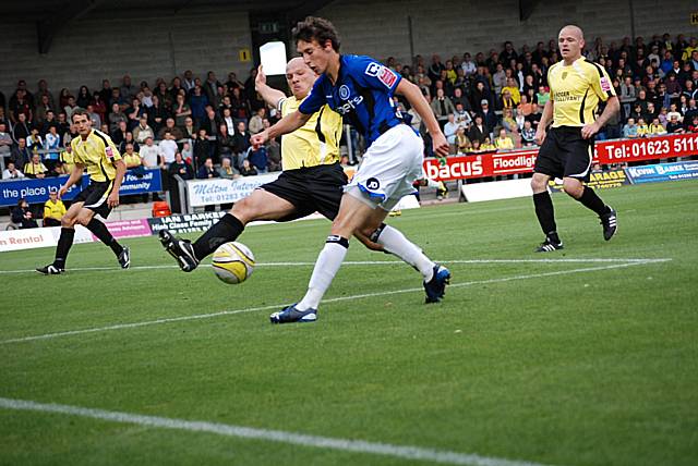 Will Buckley fires a shot into the side netting.