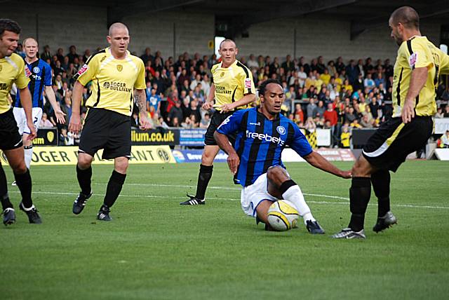 O'Grady maintains possession in the Burton box.