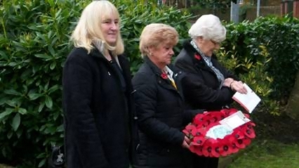 Councillor Pauline Maquire, Councillor Jean Ashworth and Councillor Janet Darnborough laying a wreath at Shore Memorial, Littleborough 11am on 11/11/09