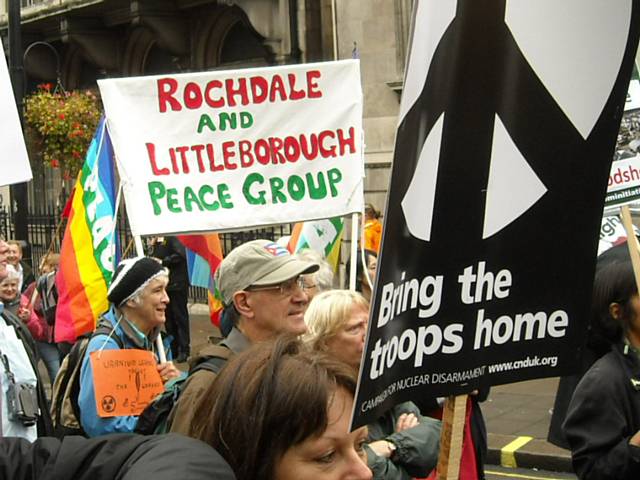 Members of the Peace Group during the march from Hyde Park to Trafalgar Square on Saturday 24 October 2009.

