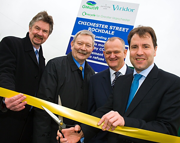 Councillor Neil Swannick, Chair of Greater Manchester Waste Disposal Authority, Councillor Alan Taylor, leader of Rochdale Borough Council, Stephen Jenkinson, Chief Executive of Viridor Laing (Greater Manchester) Limited and Dan Norris, Environment Minister