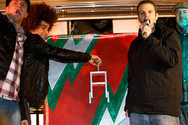 Jamie Archer switches on the Christmas lights