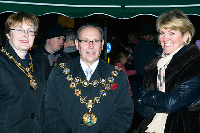 Mayor and Mayoress, Councillor Keith Swift and Ms Sue Etchells with NSPCC volunteer, Karen Anders