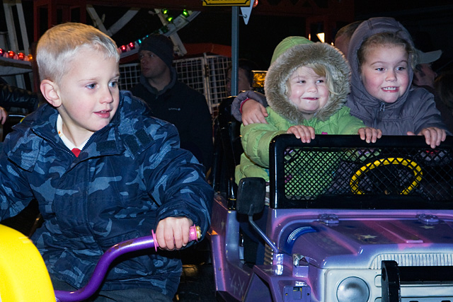 Children enjoying the rides at Littleborough Festive Lights switch-on 