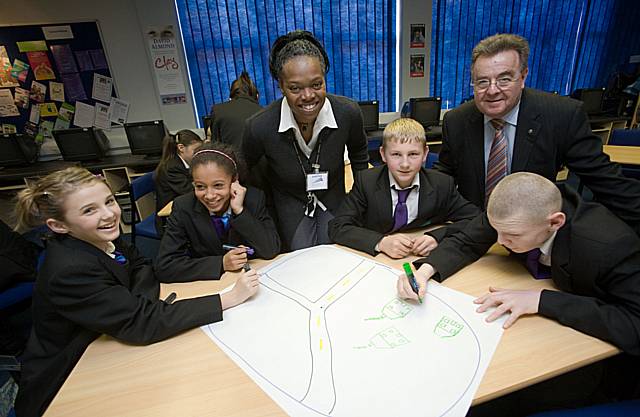 Sharon Thomas from Bowlee Park Housing with year 8 pupils from St Anne’s Academy.