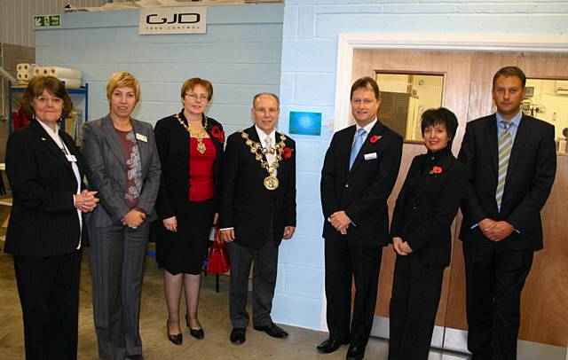 Guests at the ceremony (left to right): Elaine Allcroft, Yvonne Grady,Mayor Keith Swift, Mayoress Susanne Etchells, Mark Tibbenham, Julie Evans, Nick Dale