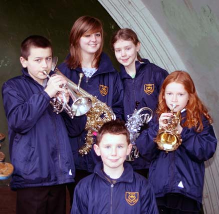 Members of Milnrow Junior Brass Band