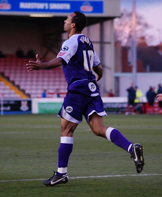 O'Grady celebrates after hitting Dale's equaliser.