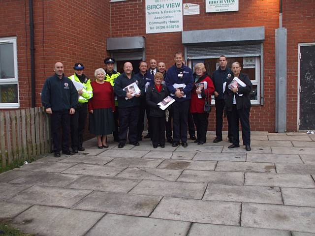 The fire service, Councillors Ashworth, Akram and Kerslake, Birch View Tenants the Environmental Service and the local PCSOs are tackling anti-social behaviour in Wardle.