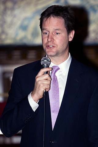 Nick Clegg answering questions from the public at Rochdale Town Hall