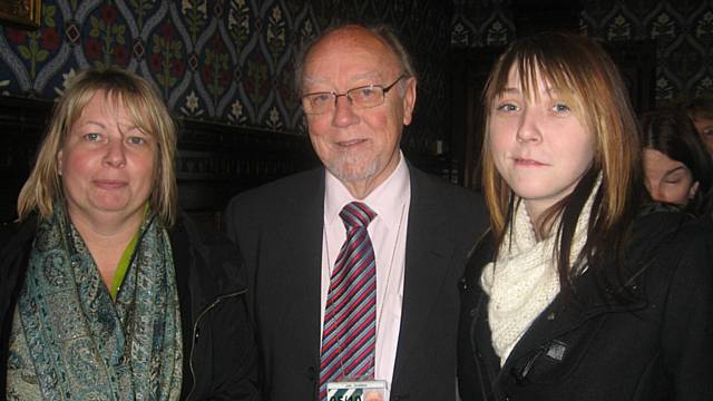 Andrea Ashton, Family Support Worker, Jim Dobbin MP and Sinead Deegan at the Houses of Parliament.