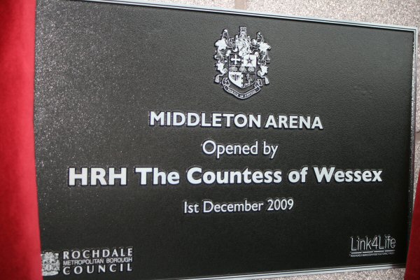 Middleton Arena, opened by HRH The Countess of Wessex, 1 December 2009.