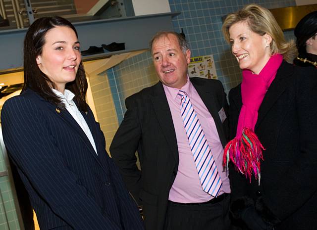 Keri-Anne Payne chats to The Countess and Craig McAteer, Managing Director of Link 4 Life, during the Countess' tour of the arena.