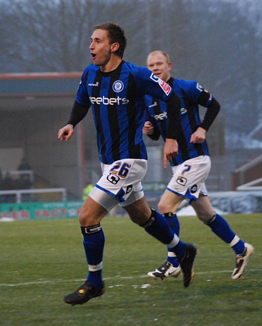 Dawson celebrates his seventh goal of the season.