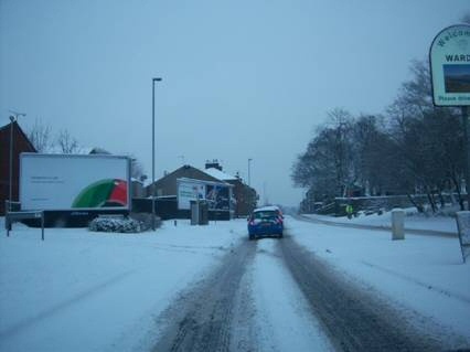 Heavy snow covers Halifax Road on Sunday (20 December).