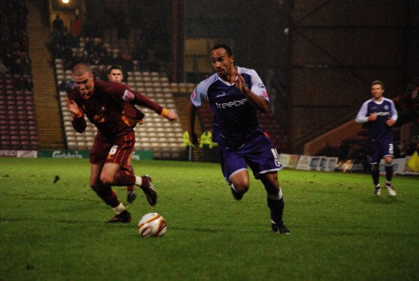 O'Grady cuts past Jonathan Bateson.