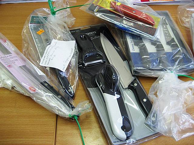 Some of the knives that were sold to young volunteers last year.