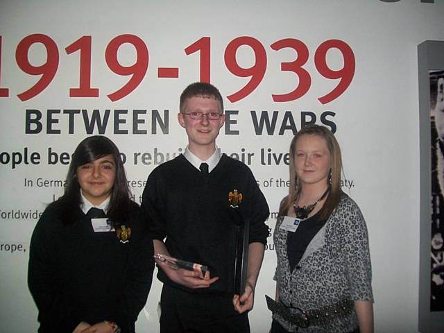 Top Heywood trio: Delal Asutay, runner-up in the creative writing category, Joe Munroe, winner in ICT and Science, and Amy Noon, named outstanding in drama.