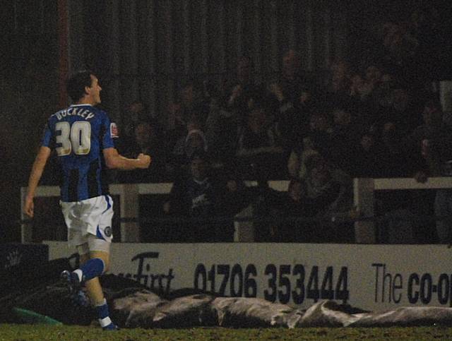 Will Buckley celebrates after scoring Dale's opener.