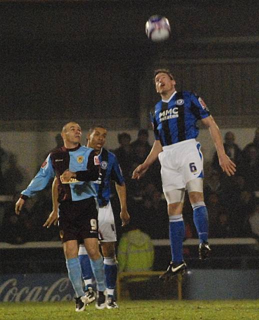 Ciaran Toner goes up for the ball