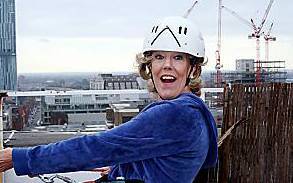 Corrie’s Sue Nicholls, better known as Audrey Roberts, trains for the abseil event 