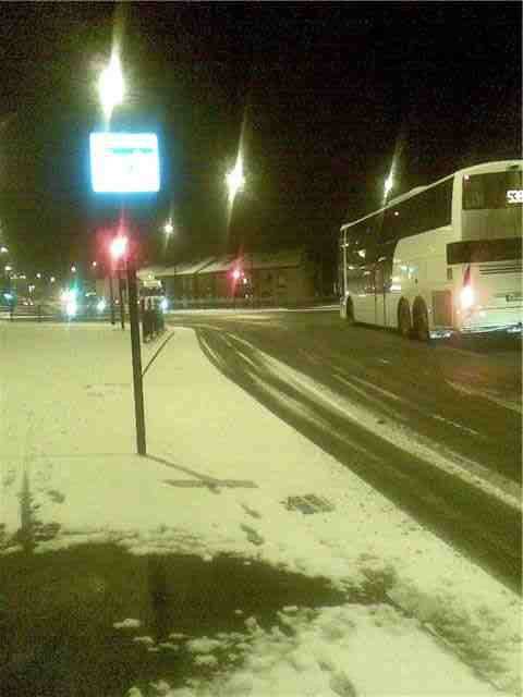 The snow scene in Sudden early this morning.