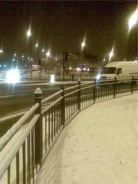 Snow on Manchester Road near Tesco early this morning.