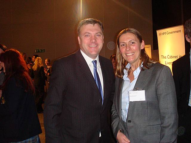 Vicki Devenport, Chief Executive of New Heart for Heywood with Ed Balls, Secretary of State for Children, Schools and Families.