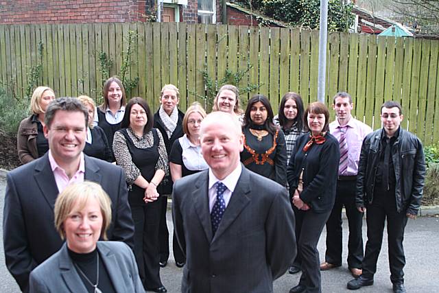 The Impact Partnership's Nigel Muirhead, Chris Lavery and Gill Hoyle with new recruits.