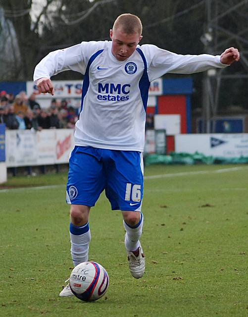 Nicky Adams takes up possession on the wing.