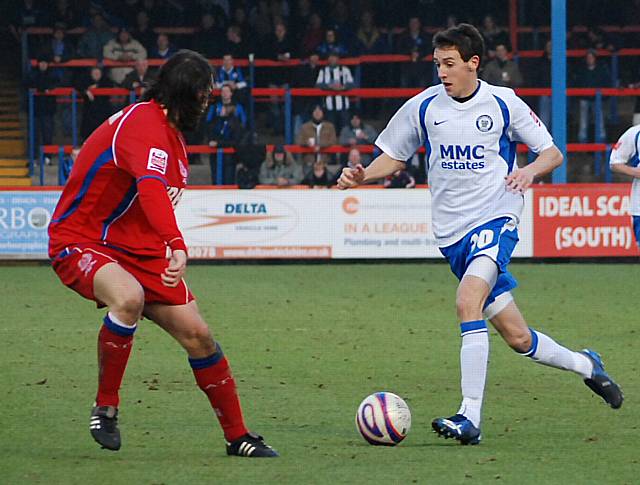 Buckley takes on Blackburn in the second half.