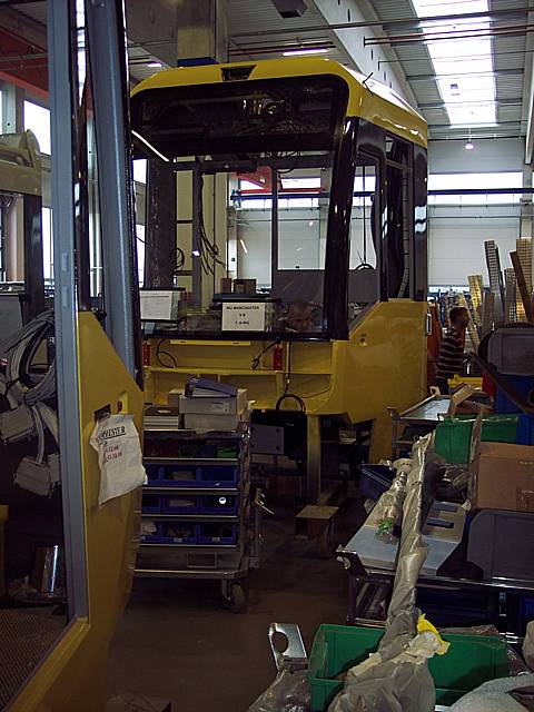 One of the new-look trams in production that will eventually run to Rochdale.