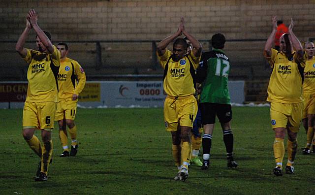 Dale players applaud the fans after securing another three points.