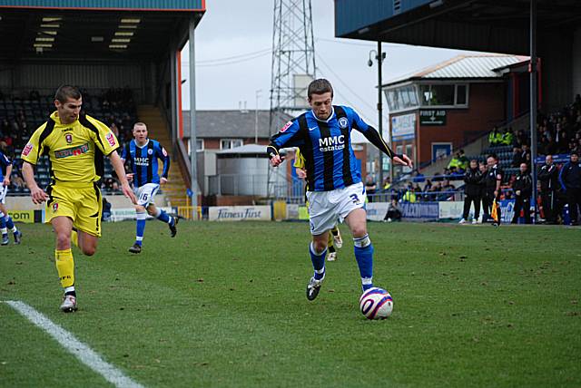 Tom Kennedy looks to put in a cross.