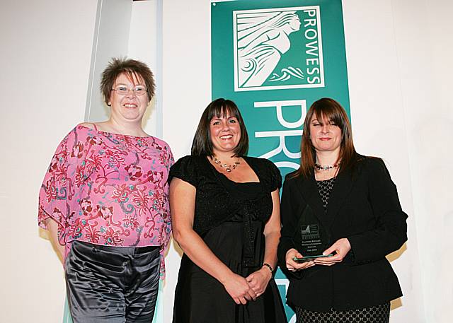 Jane Glaysher-White, Louise Jeffery and Joanne Potts of Rochdale Borough Women’s Enterprise Network at the Prowess awards in Blackpool.