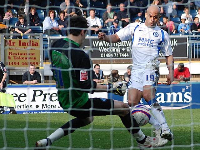 Lee Thorpe forces a save from Marek Stech.