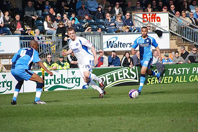 Scott Wiseman advances from right full back.